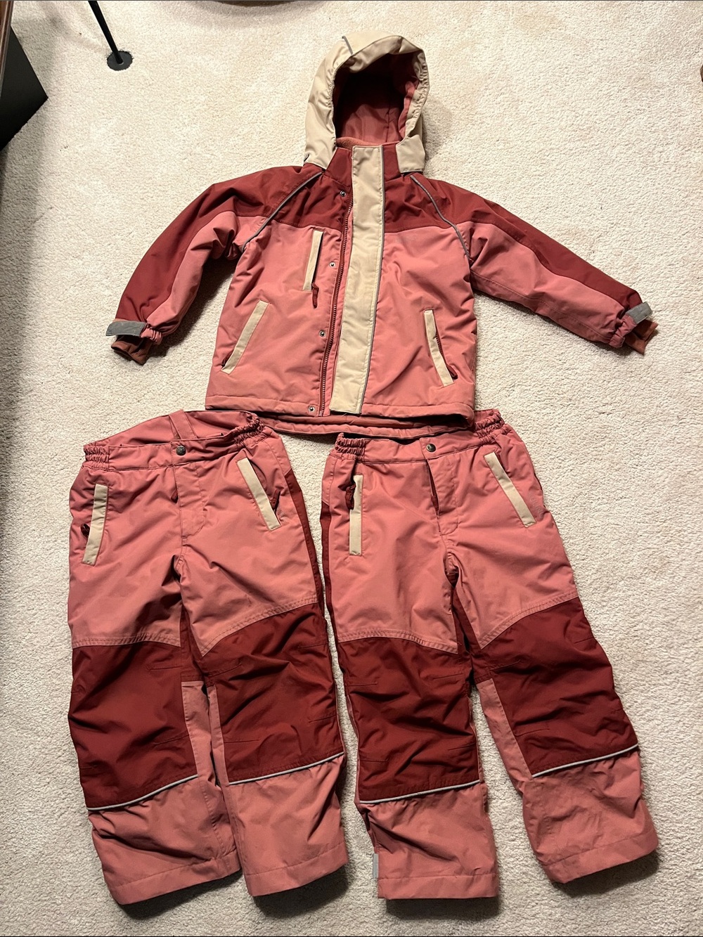 KULING Recycled winter ski set - dusty rose, burgundy and sand